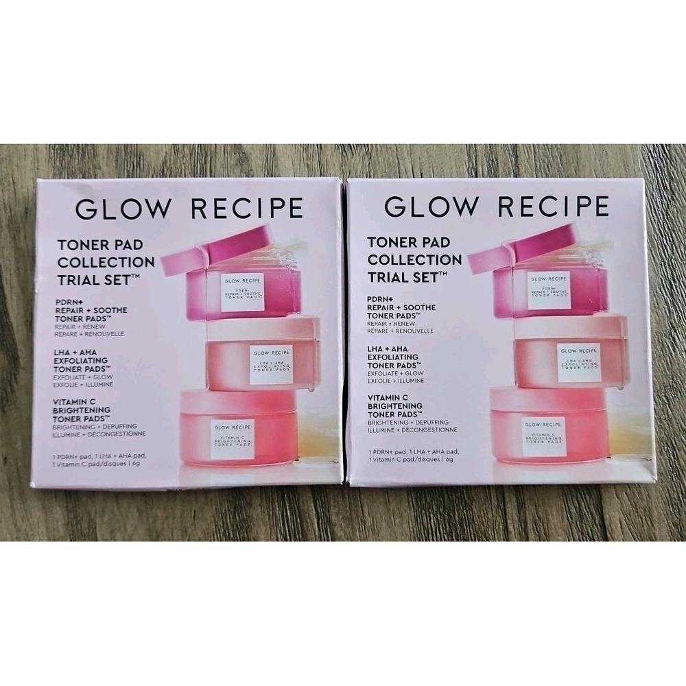 2 Packs Glow Recipe Toner Pad Collection Trial Set 3 x 2 pads /6g x 3 Each NIB
